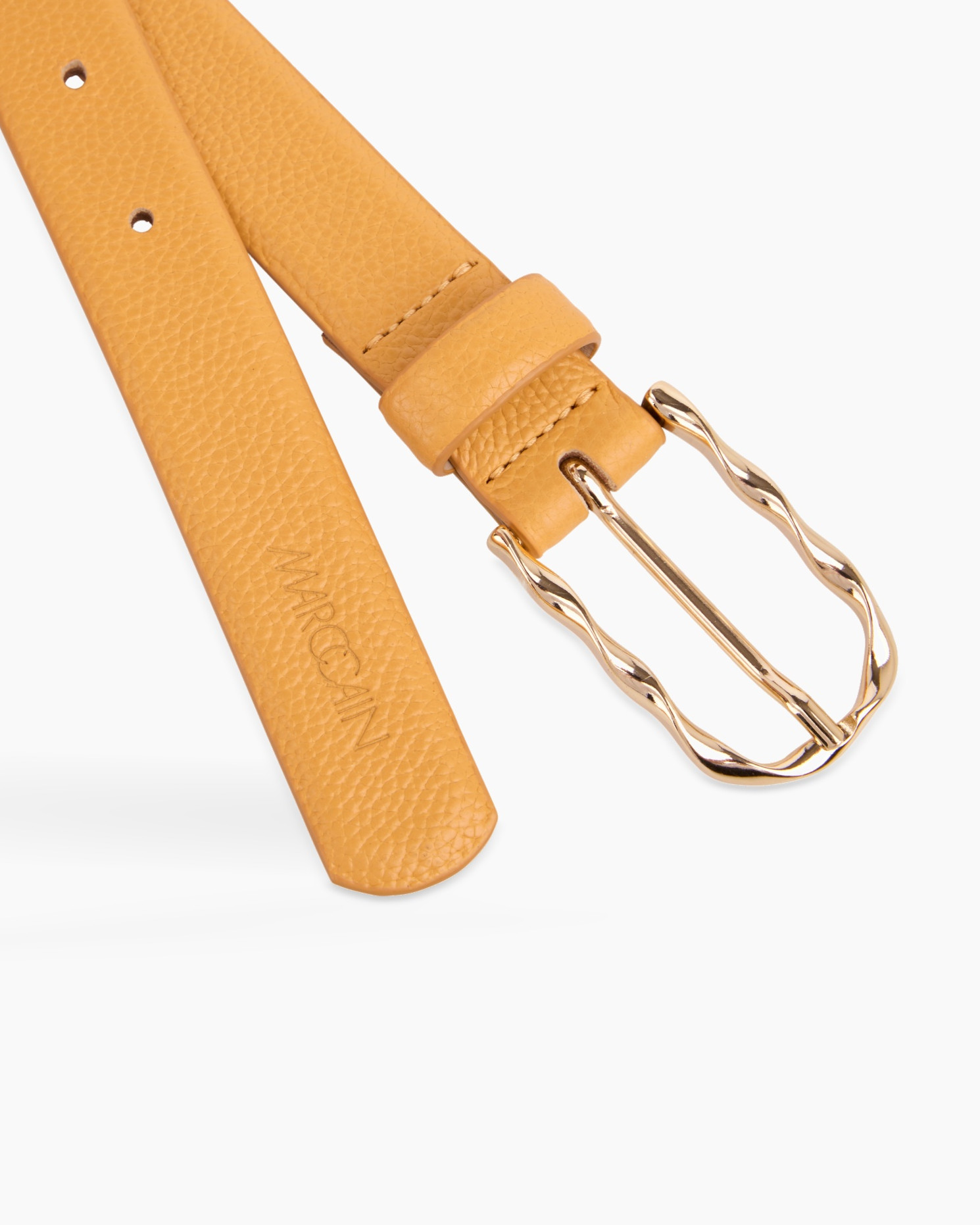 riem, leer, bruin, metaalkleurige gesp, verstelbaar