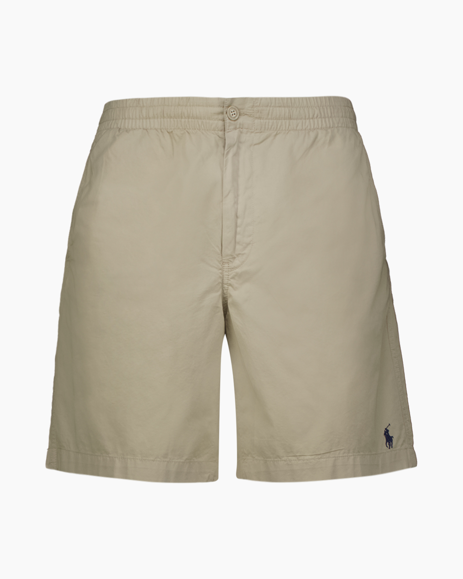shorts, beige, knee-length, elastic-waist, logo-paard