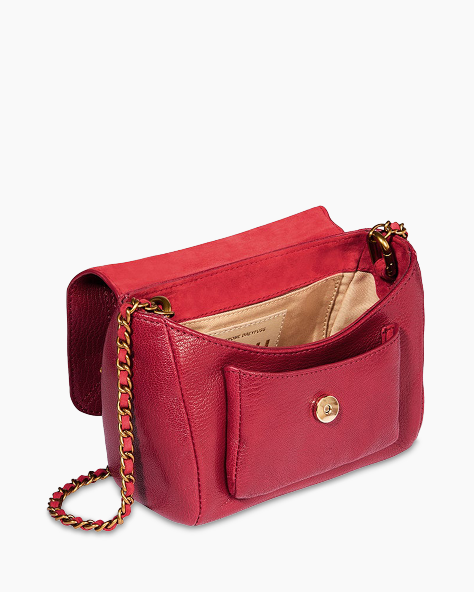 tote, handtas, schoudertas, rood, ketting