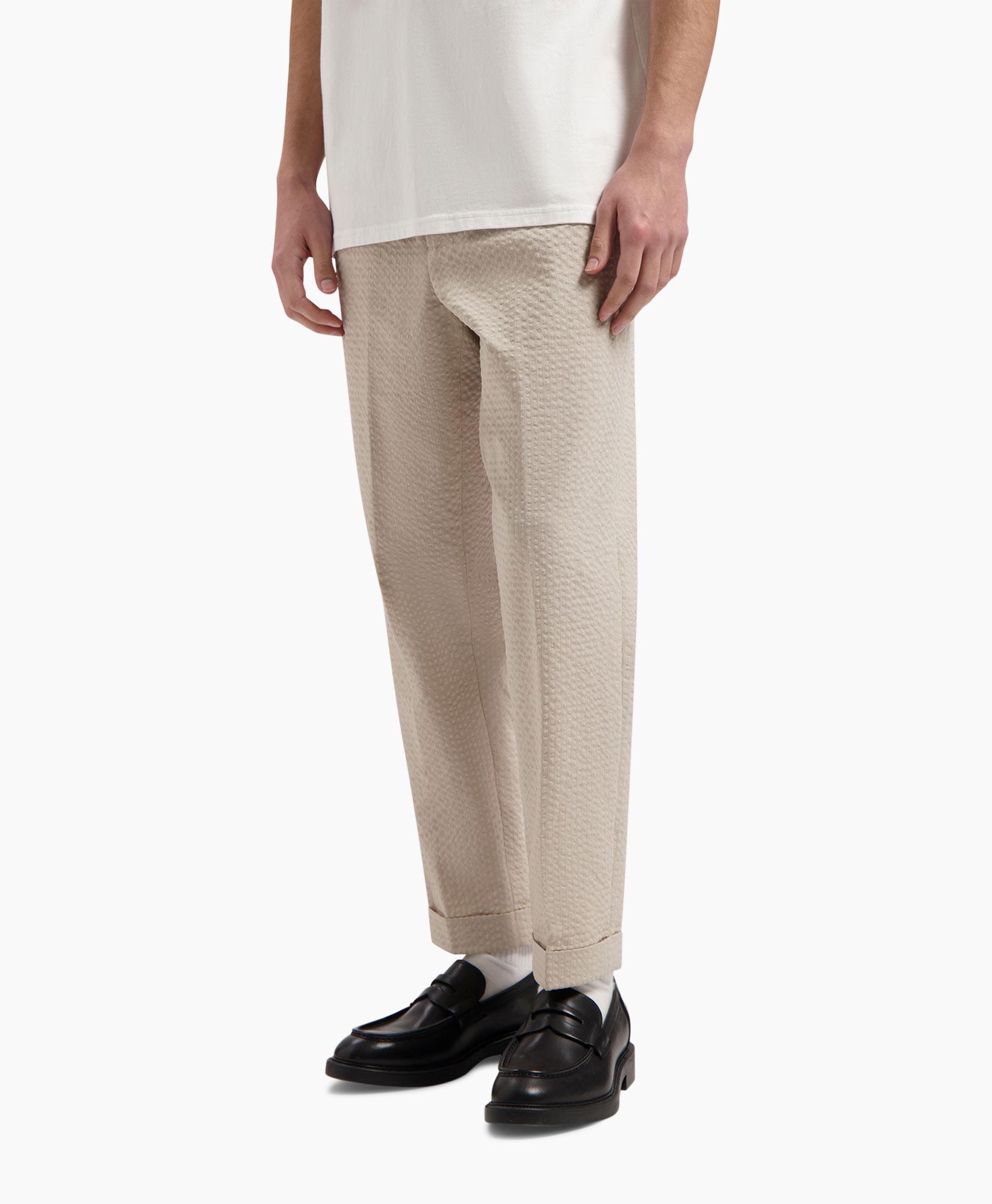 Pantalon Seersucker Slim Beige