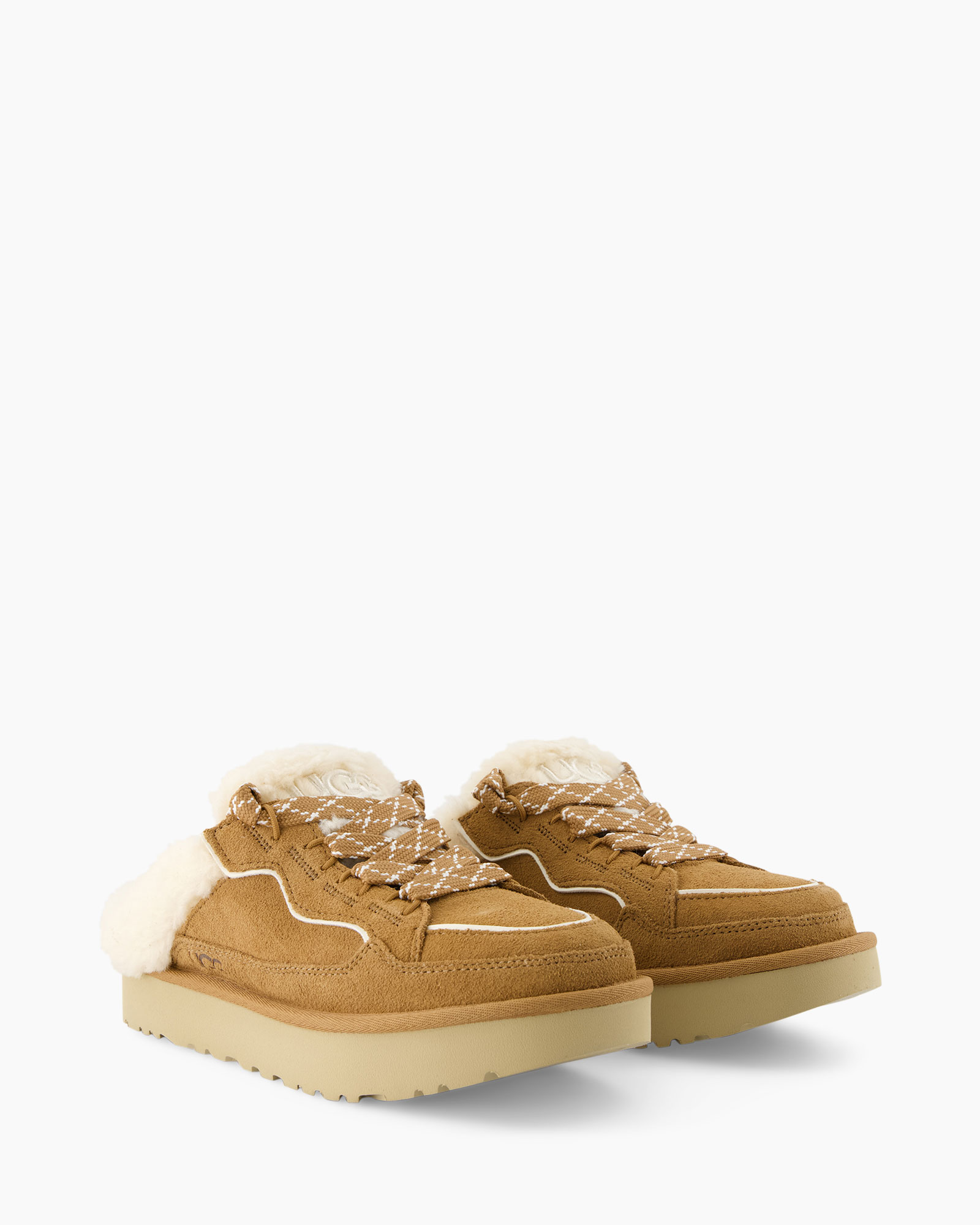 mule, slof, schapenvacht, suede, platforms