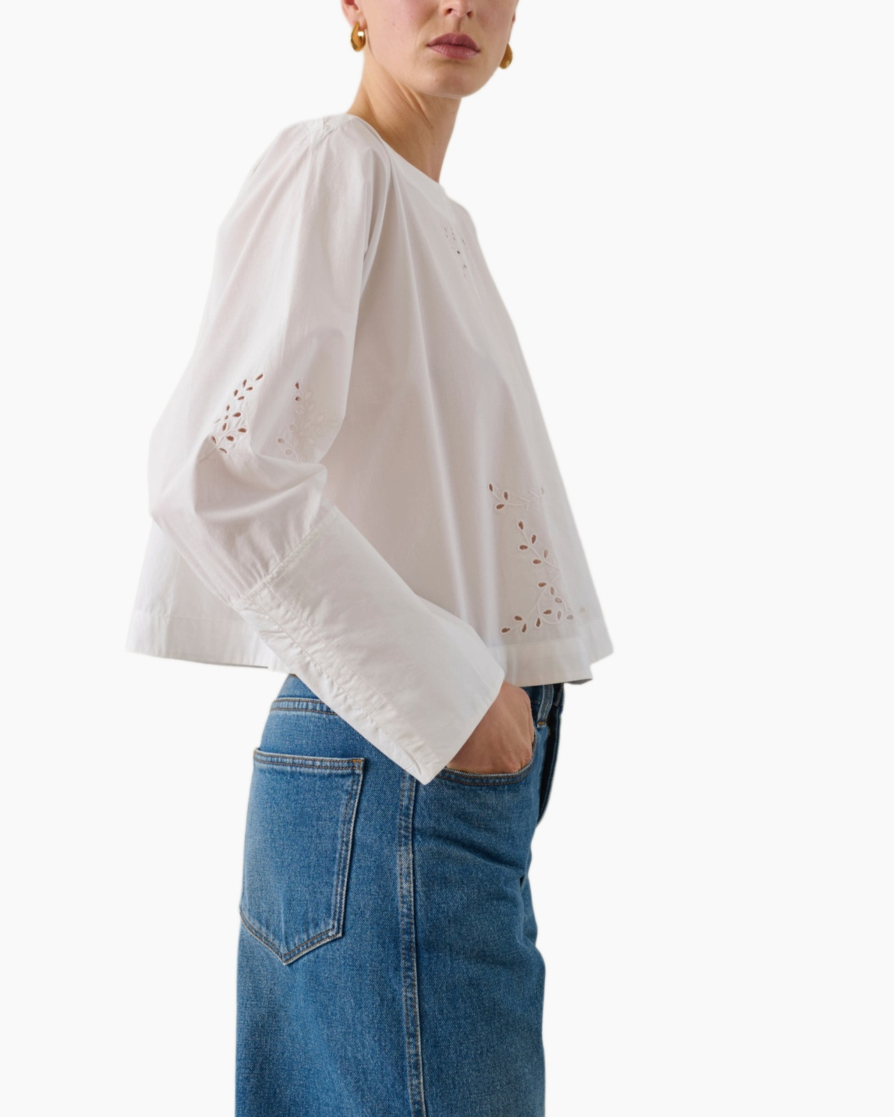 Blouse, Lange mouwen, Jeans, Broeken, Persoon