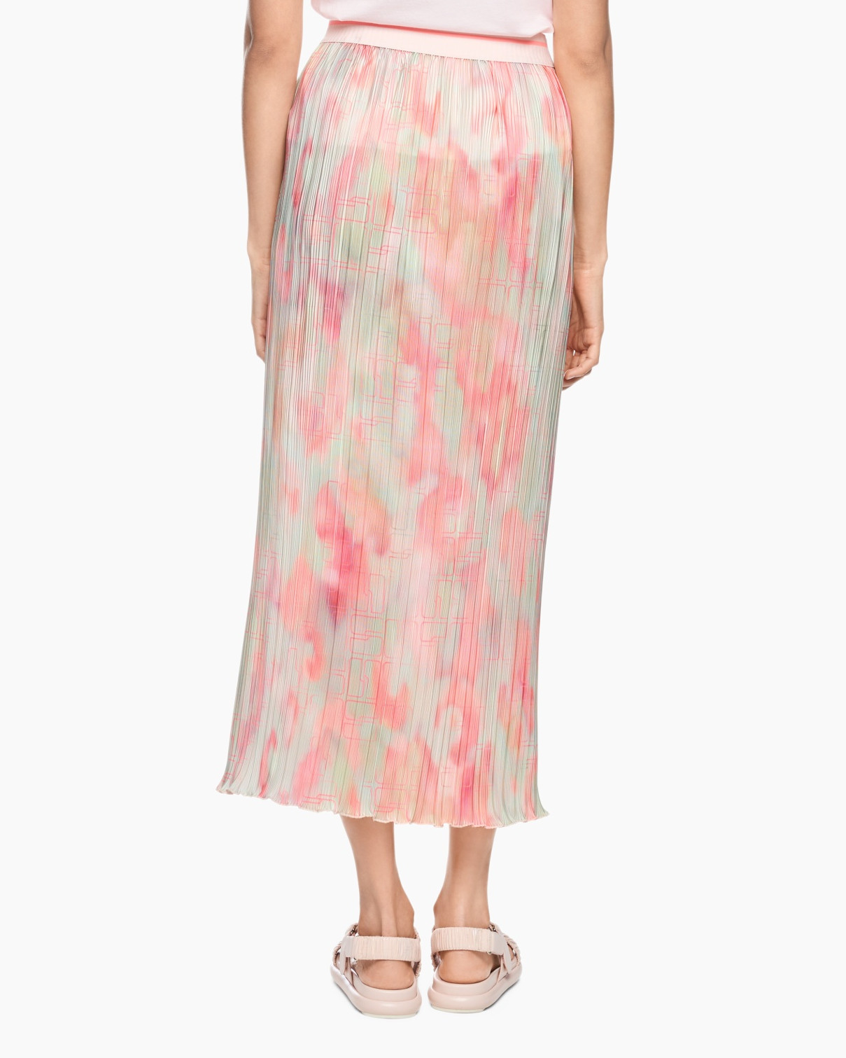 skirt, maxi skirt, tie-dye, pleated, soft pink