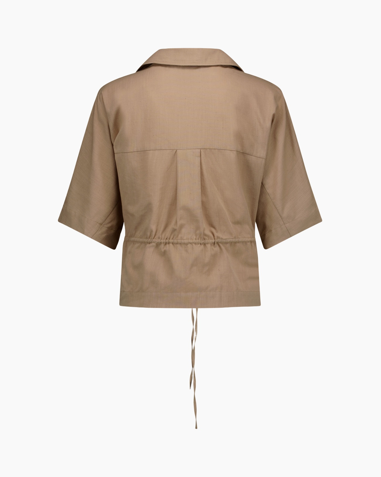 mouwloos?, beige, windbreaker, trekkoord, ruglecreet?