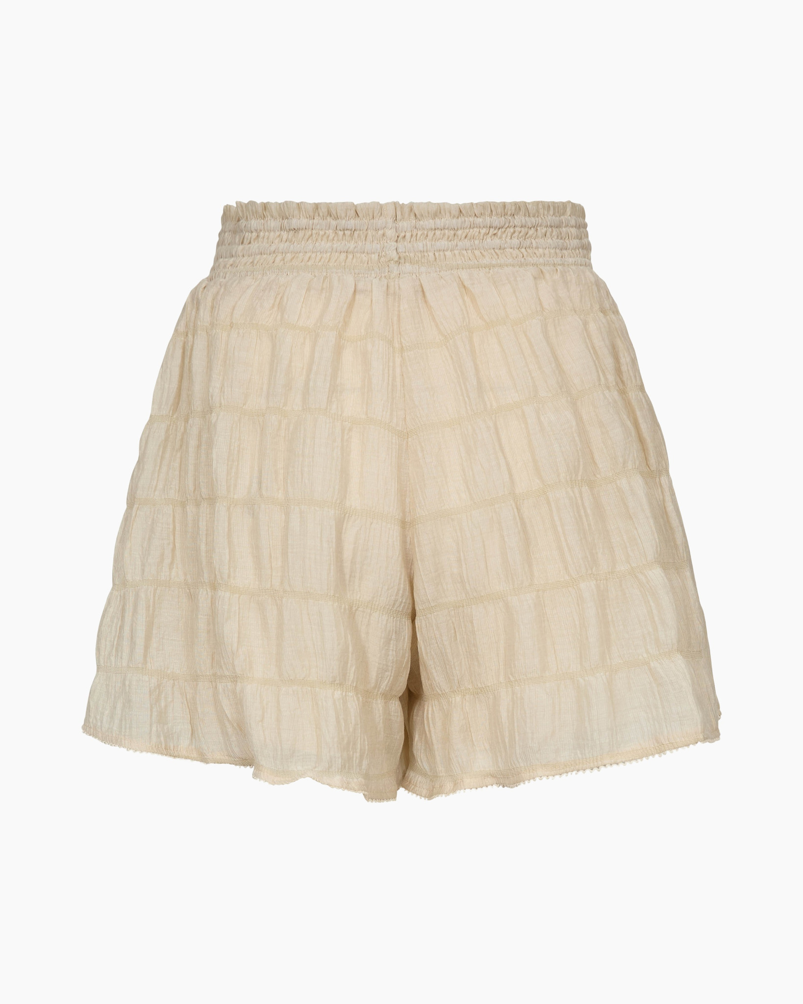 shorts, linnen, crème, getandkraag, elastische-achtige-pees