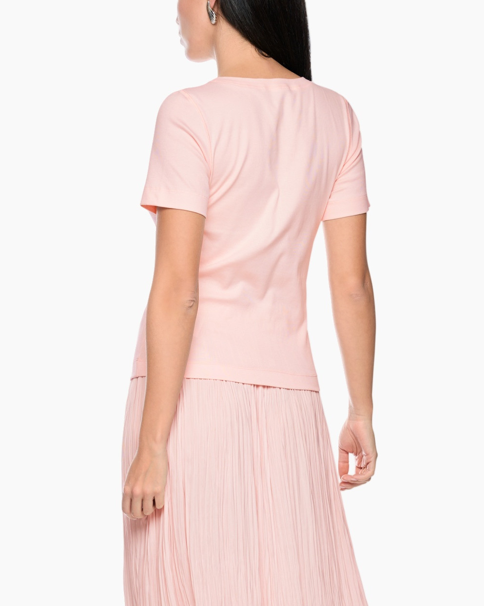 t-shirt, roze, short-sleeve, touwtjeskoord, plissé-rok