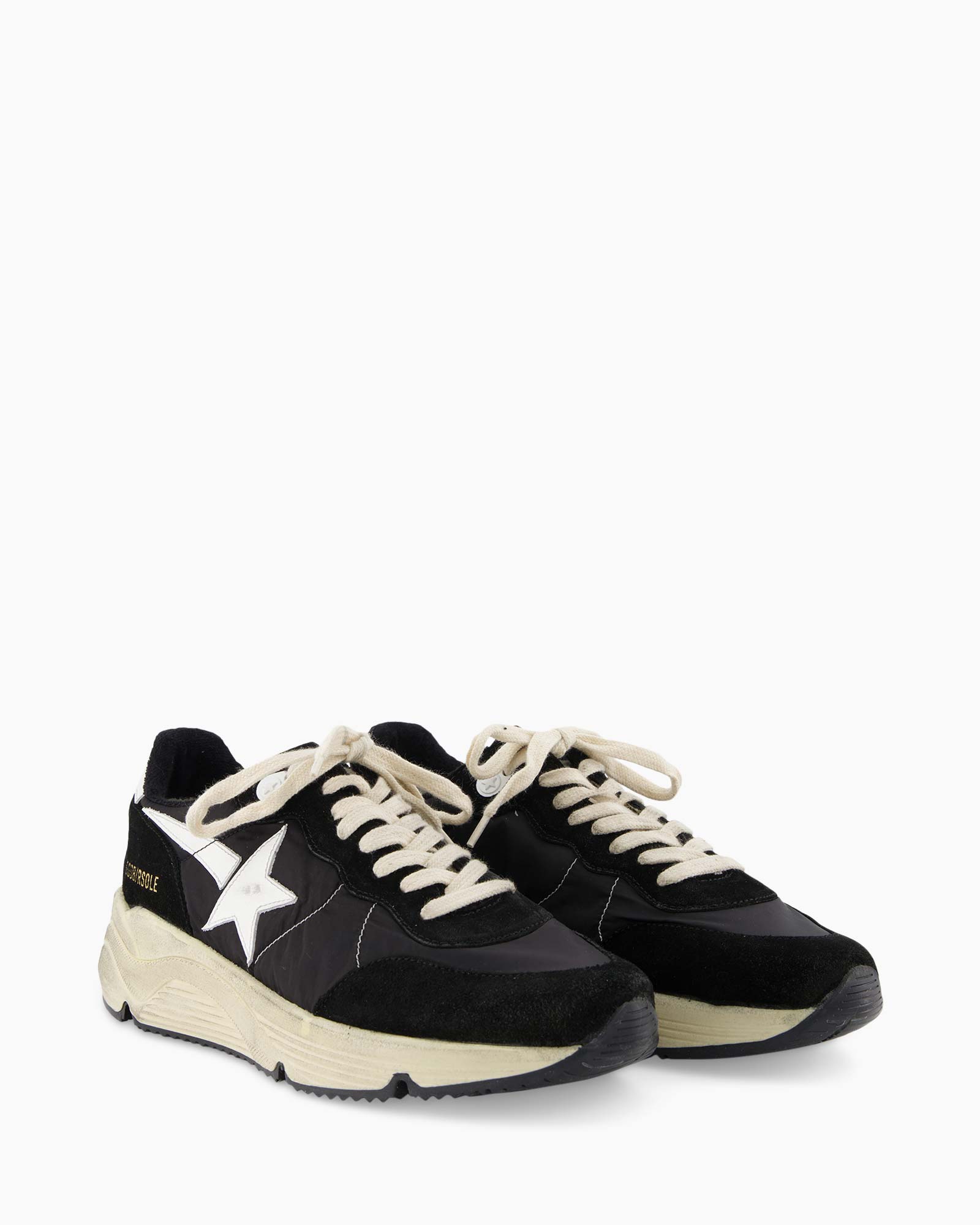 Sneaker Running Sole Leather Star And Heel Zwart