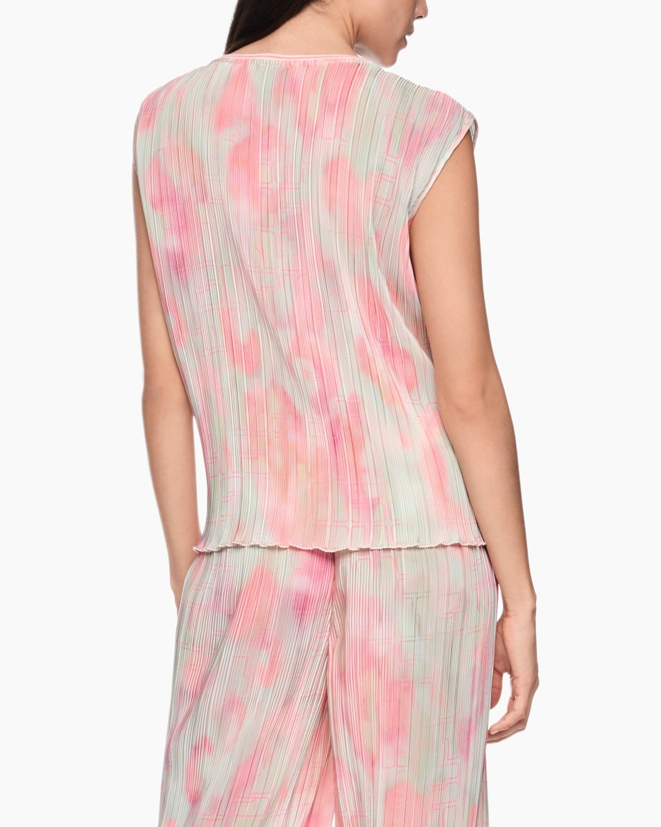 top, pajama set, tie-dye, pink, sleeveless