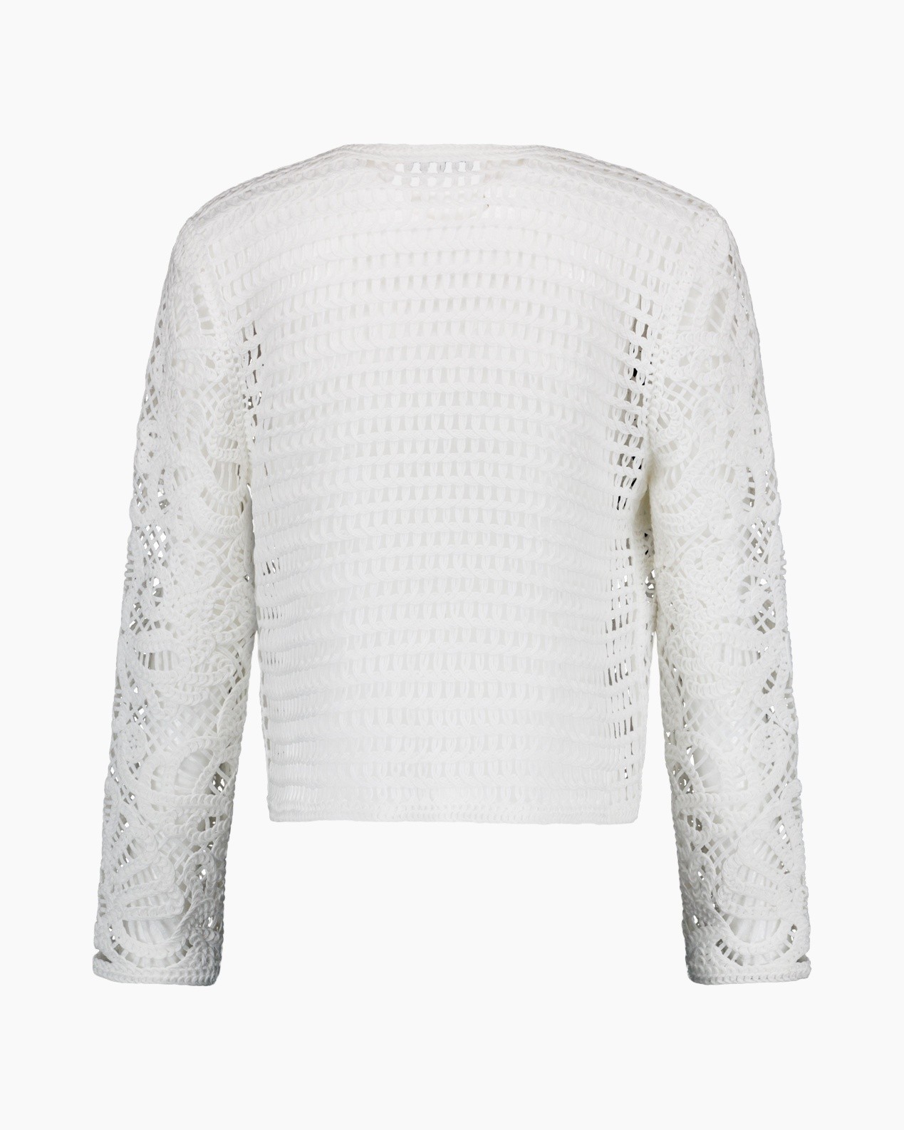 blouse, krochet, wit, lange mouwen, textuur