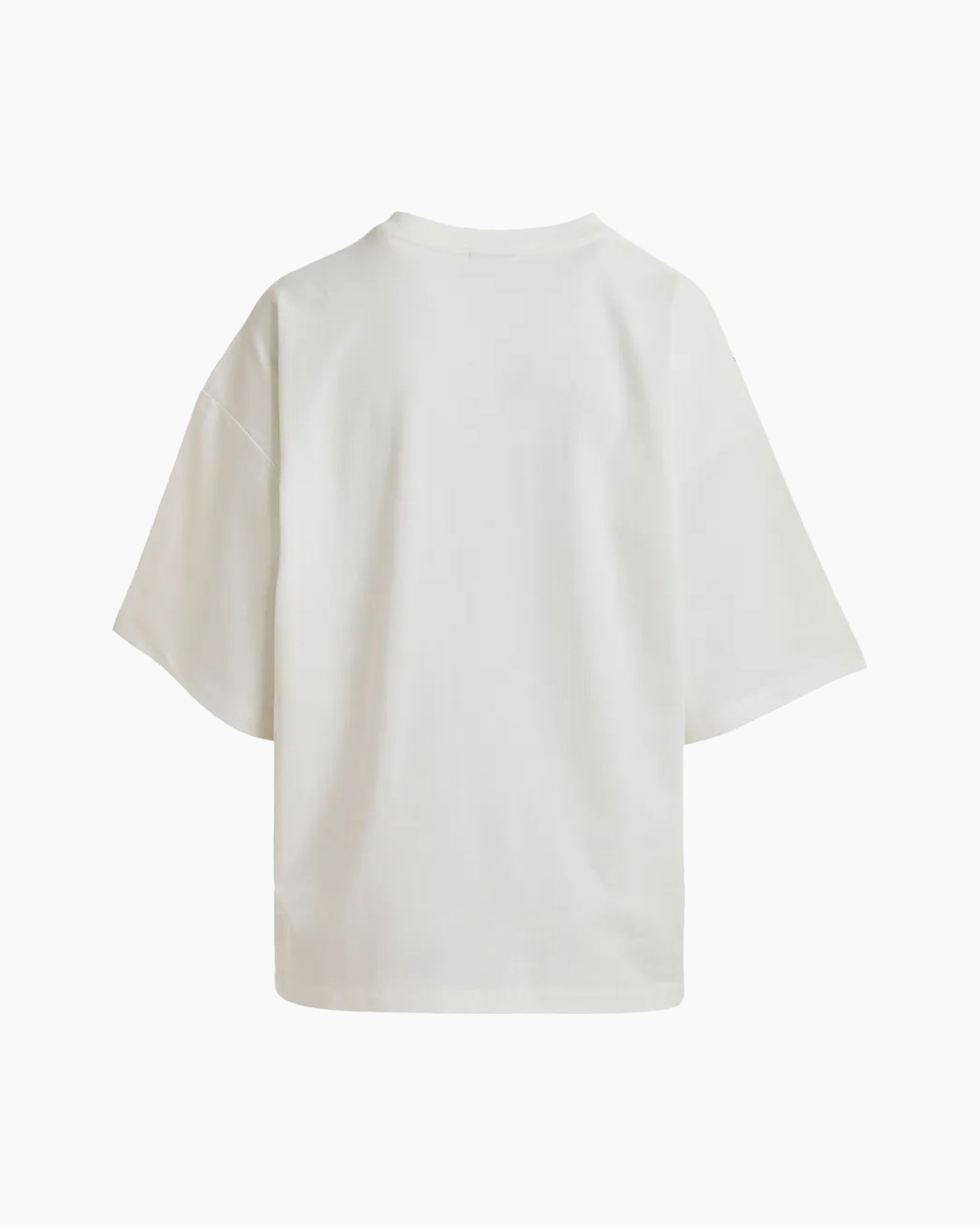 t-shirt, white, short sleeve, oversized, back view