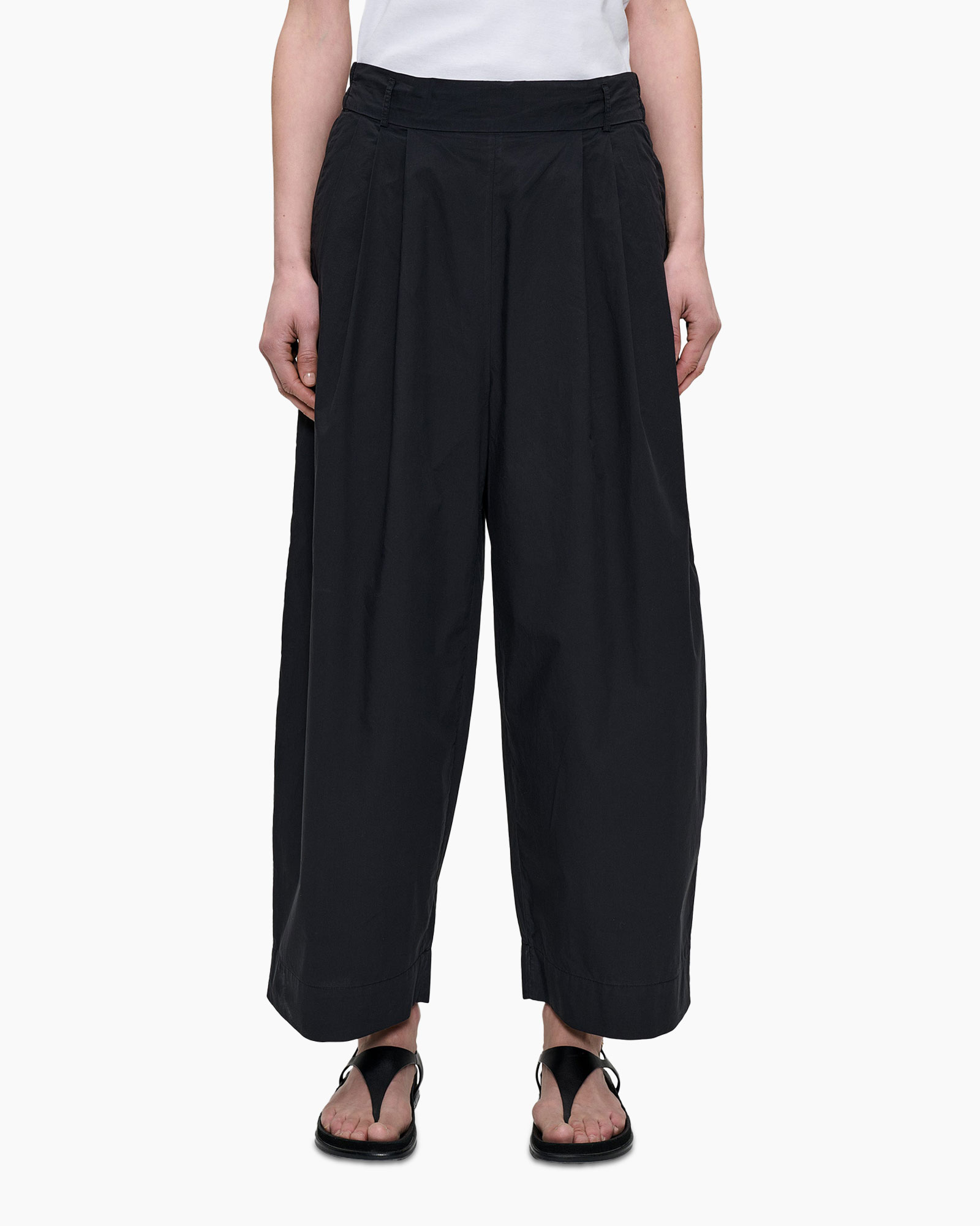 pants, wide-leg, black, casual, ankle-length