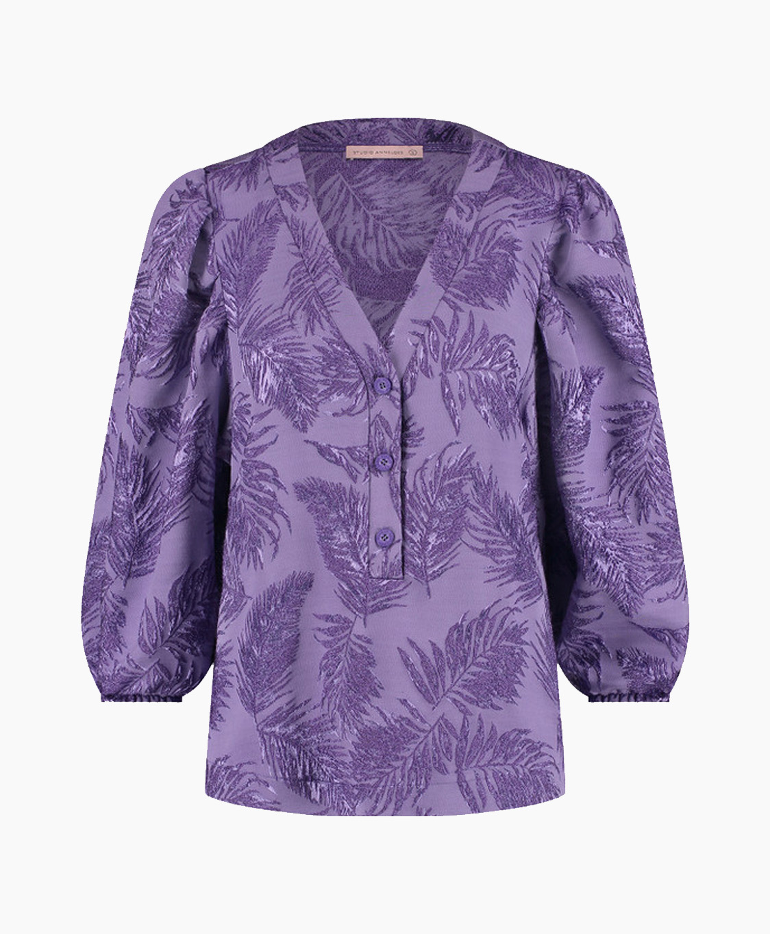 Studio Anneloes Blouse Cher Satin Jacquard Blouse Paars