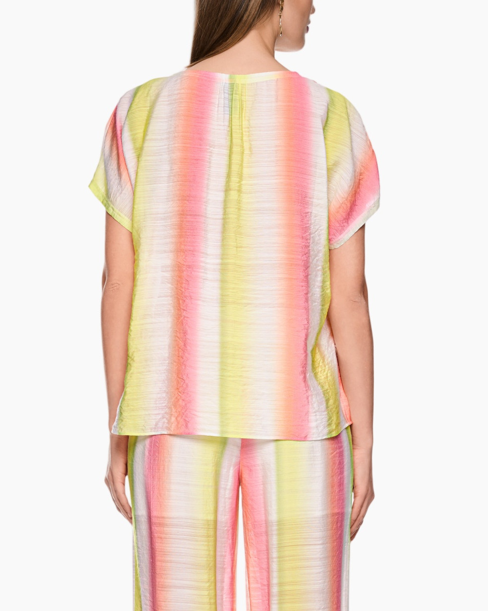 túnica, cinturón, tie-dye, manga corta, pantalón