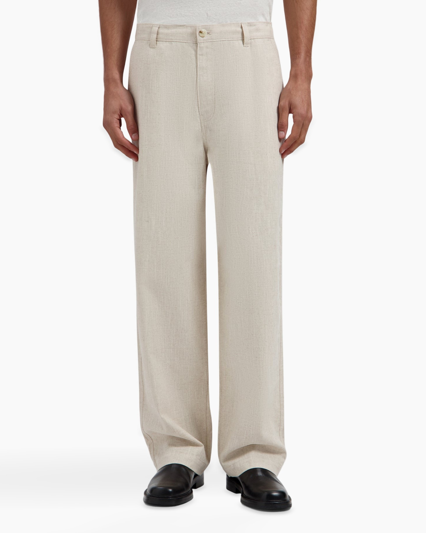 broek, broekbroek?, beige, linnen, wijdere
