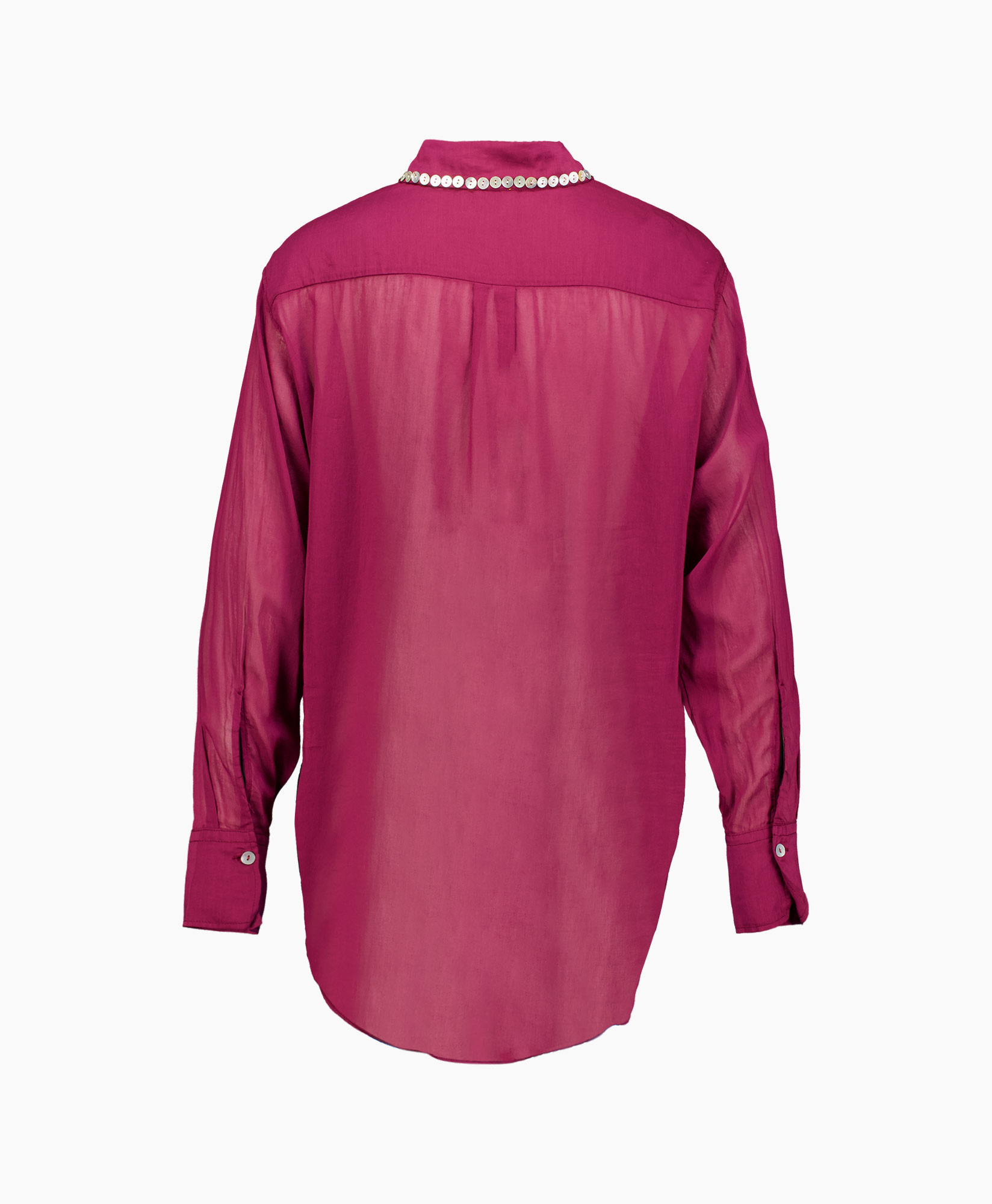 Blouse Co/se Voile Pearl Embroidery Bohemian donker rood