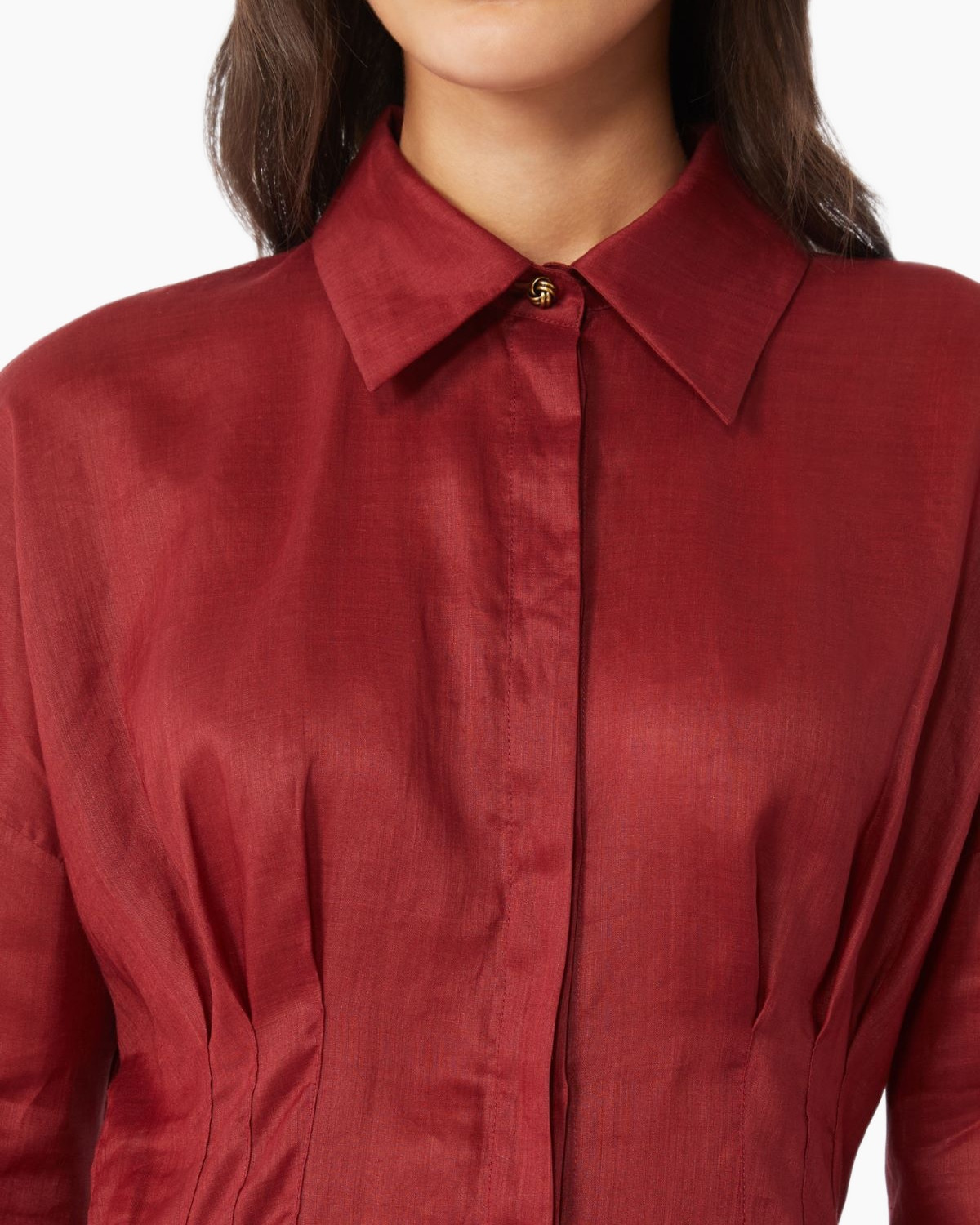 hemd, blouse, kraag, knop, rood